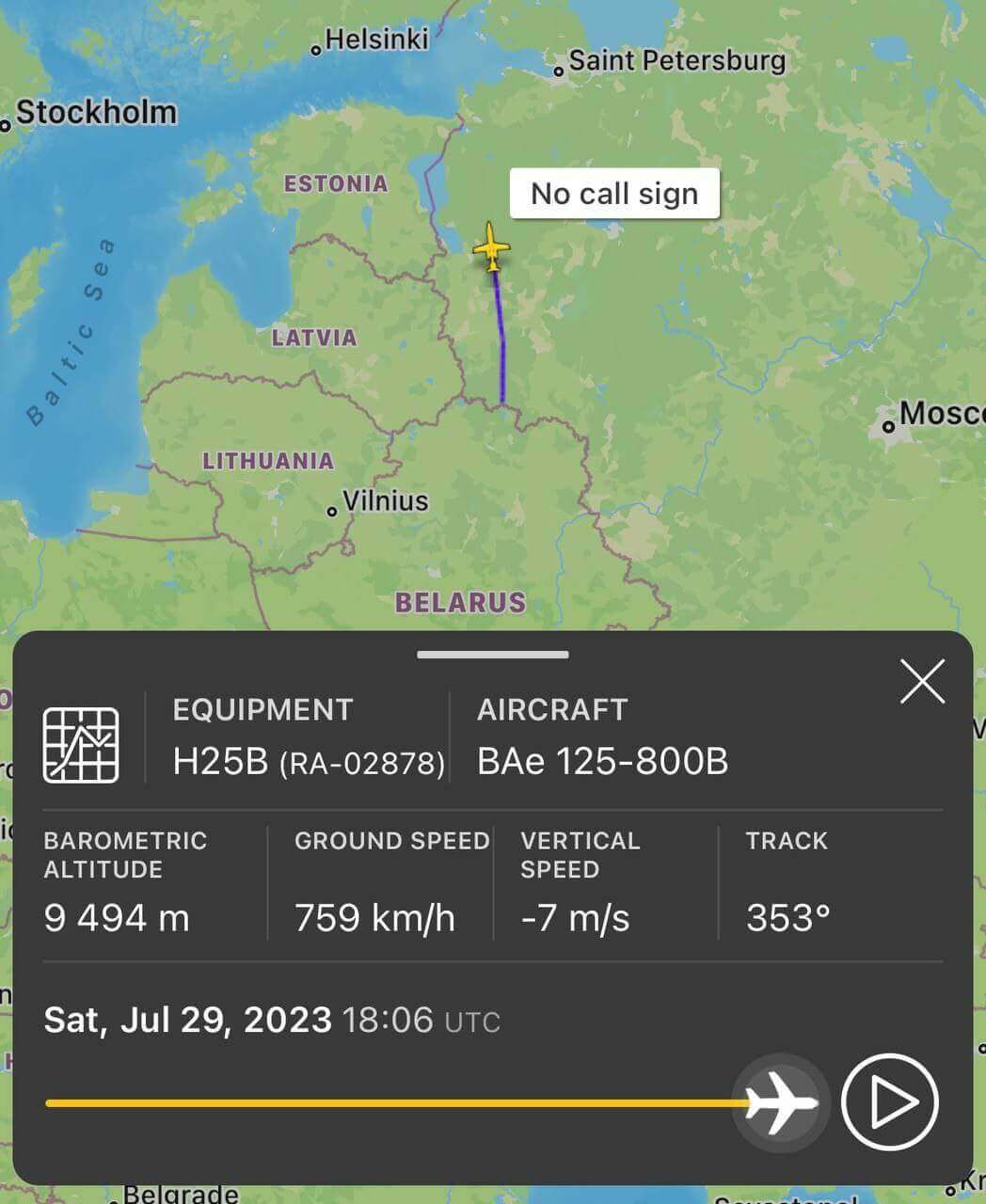 Prigozhin’s plane left Belarus