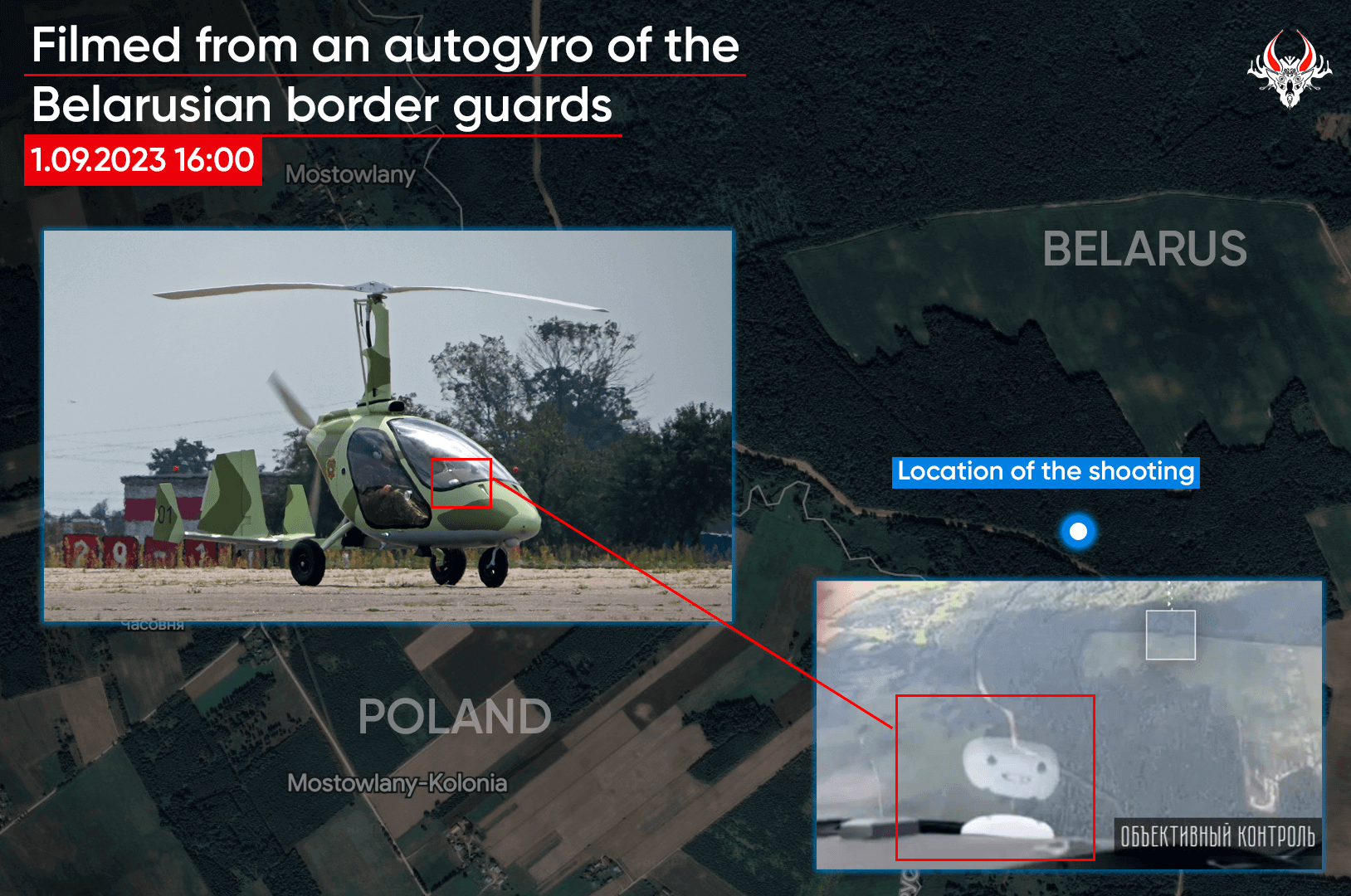 Filmed from an autogyro of the Belarusian border guards