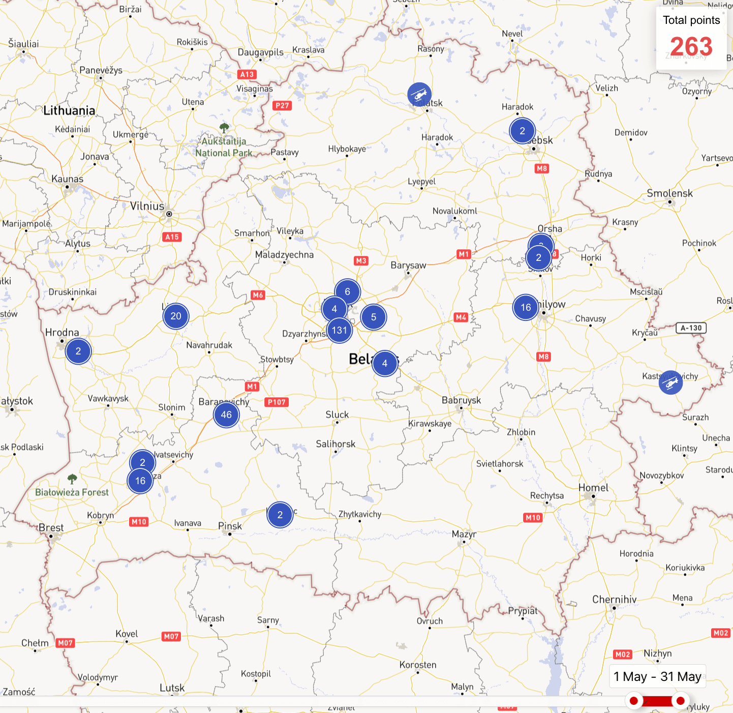 Activity of the Belarusian Air Force in May