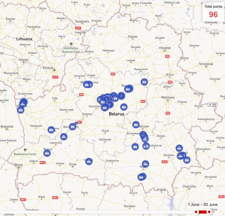Movements of military equipment of the Belarusian Armed Forces in June