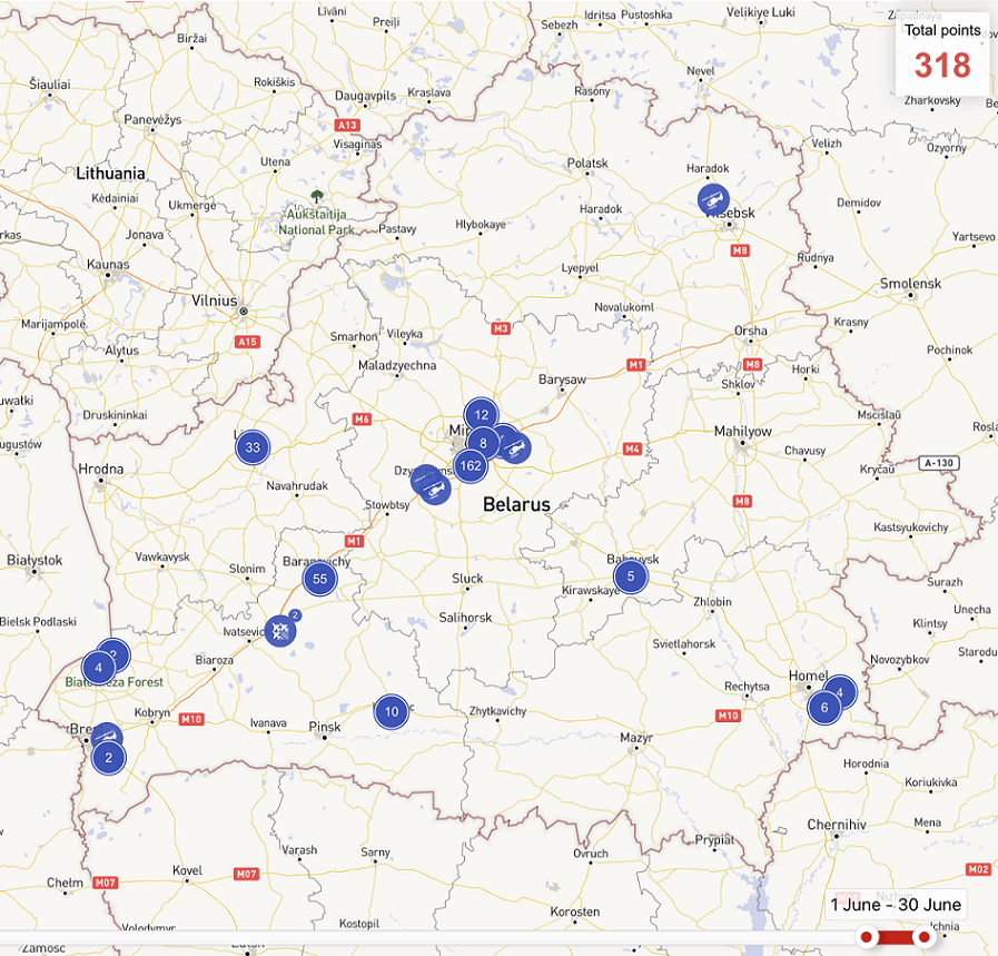 Activity of the Belarusian Air Force in June