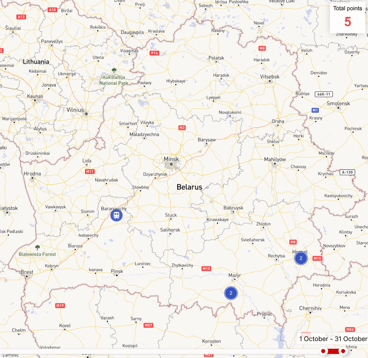 Movements of trains of the Belarusian Armed Forces in October Movements of trains of the Belarusian Armed Forces in October