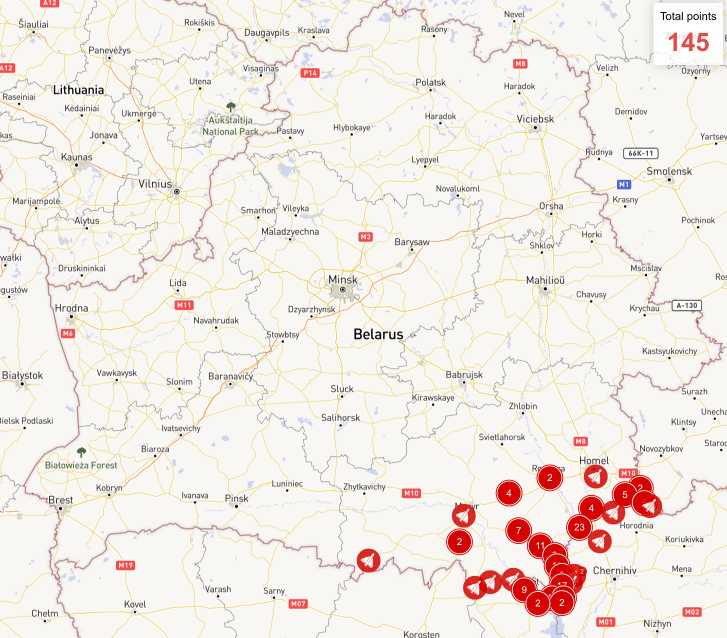Flights of Russian UAVs into Belarus’ airspace in December